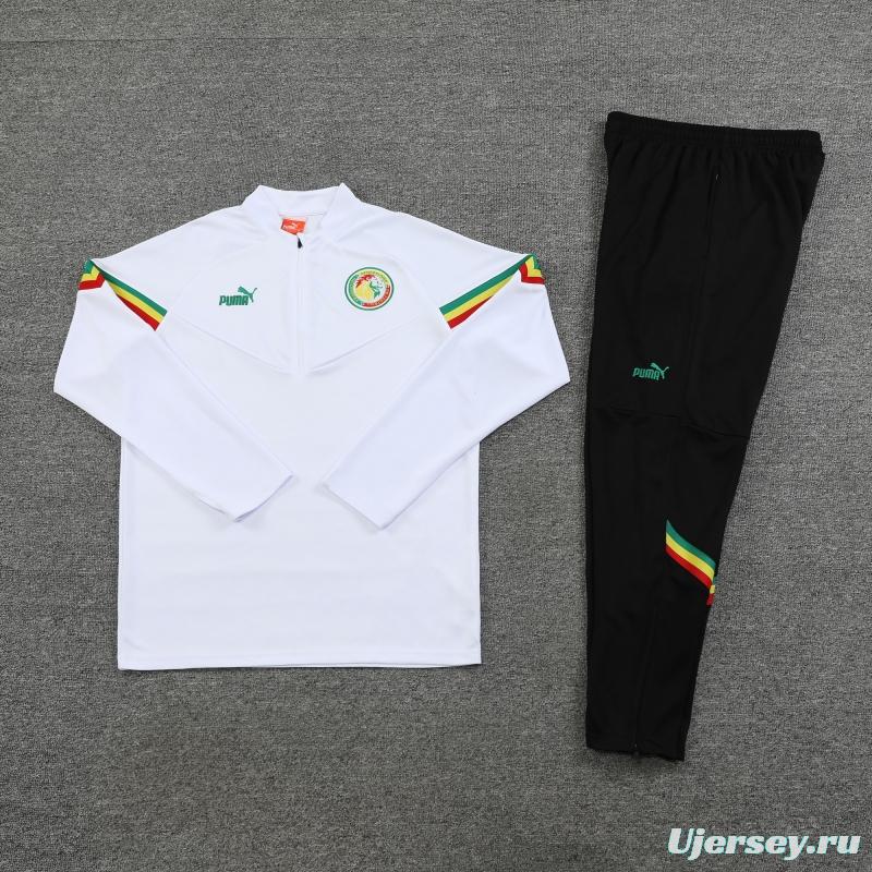 2022 Senegal White Half Zipper Tracksuit