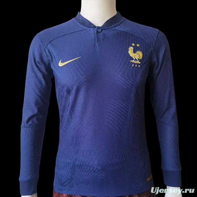 Player Version 2022 France Home Long Sleeve Jersey