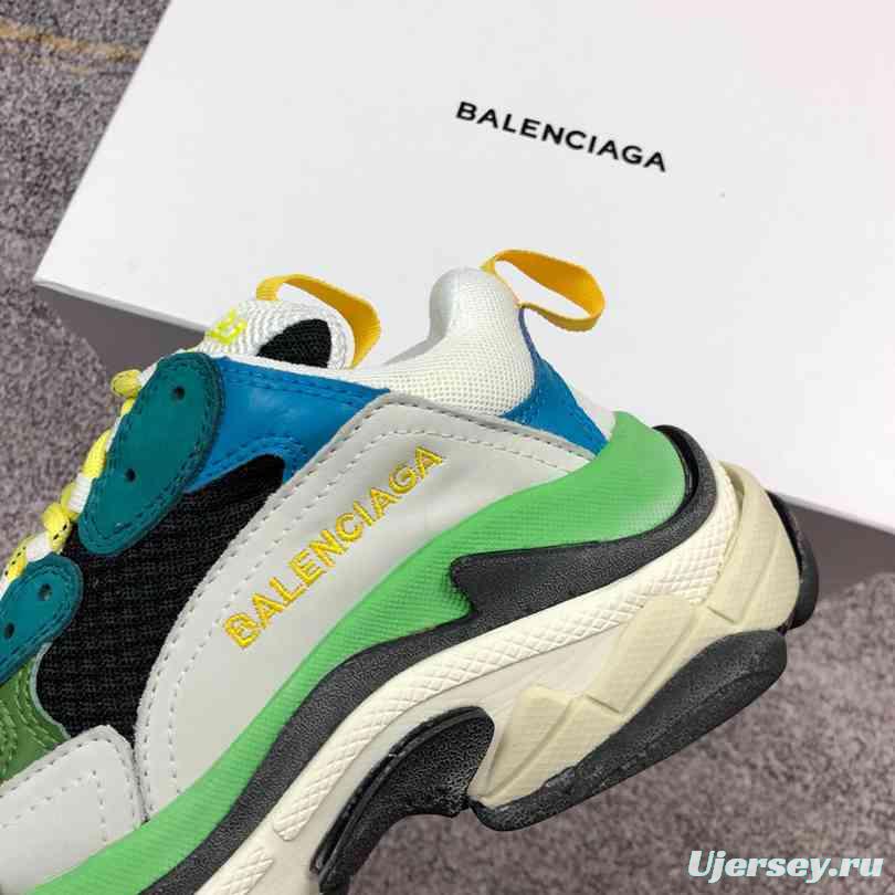 Men Balenciaga Triple-S Sneaker Multi-Color Green/Grey/Blue