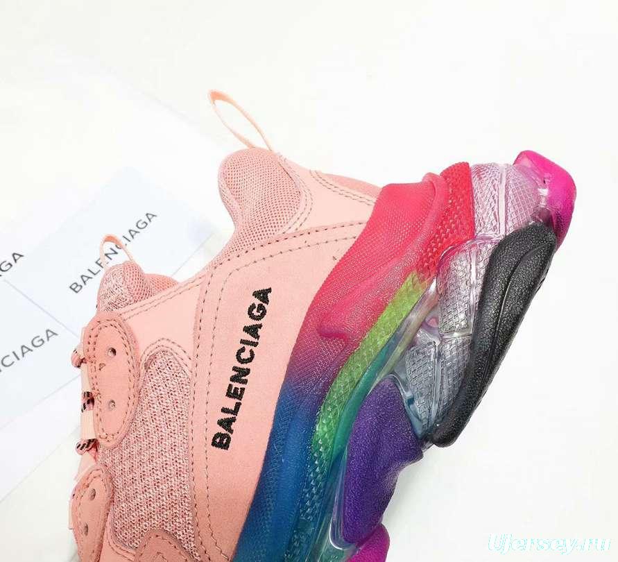 Men/Women Balenciaga Triple S MutiColor Clear Sole Pink Sneaker Item 6380400