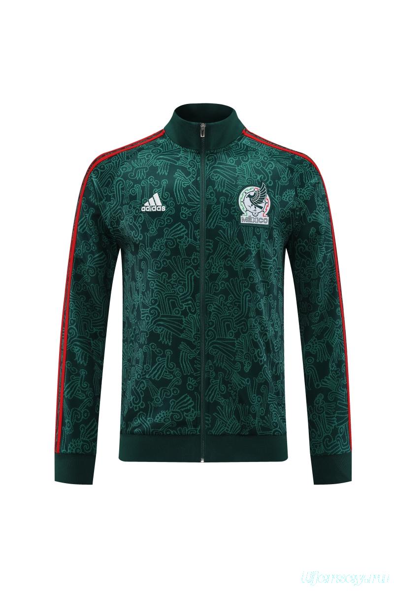 2022 Mexico Dark Green Full Zipper Tracksuit