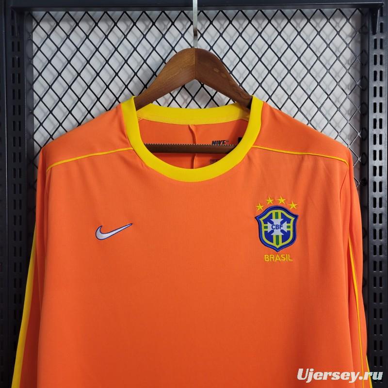Retro Long Sleeve 1998 Brazil Goalkeeper Orange Jersey