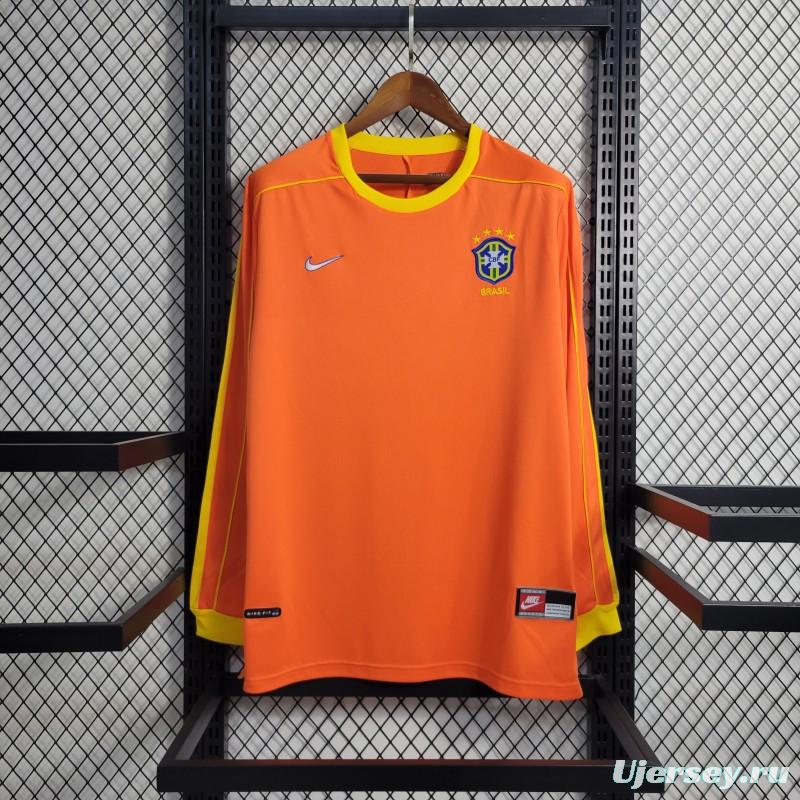 Retro Long Sleeve 1998 Brazil Goalkeeper Orange Jersey