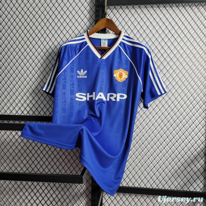 Retro 88/89 Manchester United Away Blue Jersey