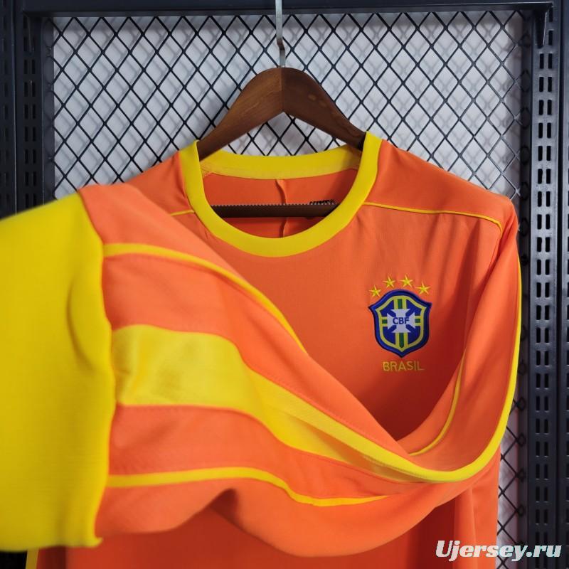 Retro Long Sleeve 1998 Brazil Goalkeeper Orange Jersey