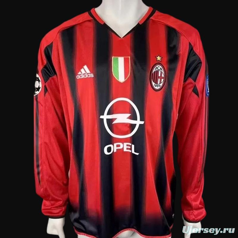 Retro 04/05 AC Milan Home Long Sleeve Jersey