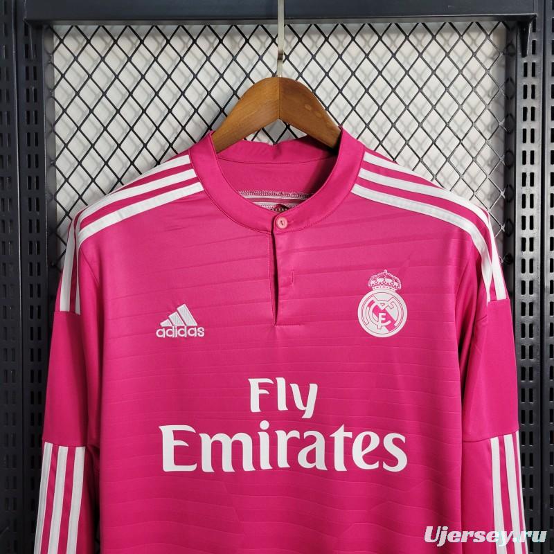 Retro 14-15 Long Sleeve Real Madrid Away Pink Jersey