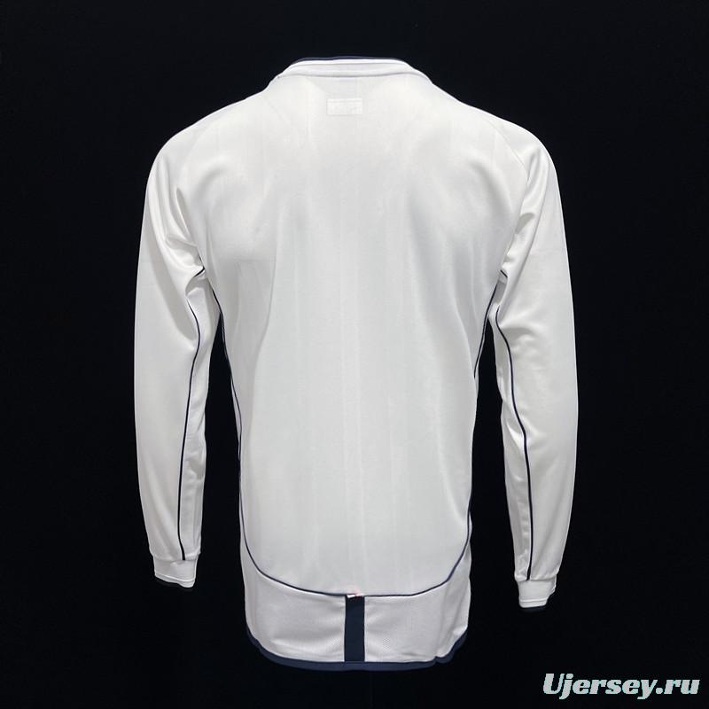 Long Sleeve Retro 2002 England Home Soccer Jersey