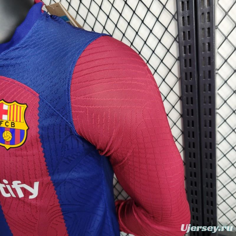 Player Version 23-24 Long Sleeve Barcelona Home Jersey