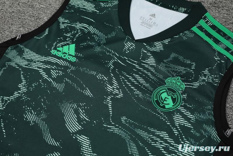 23-24 Real Madrid Black Green Pattern Vest Jersey+Shorts