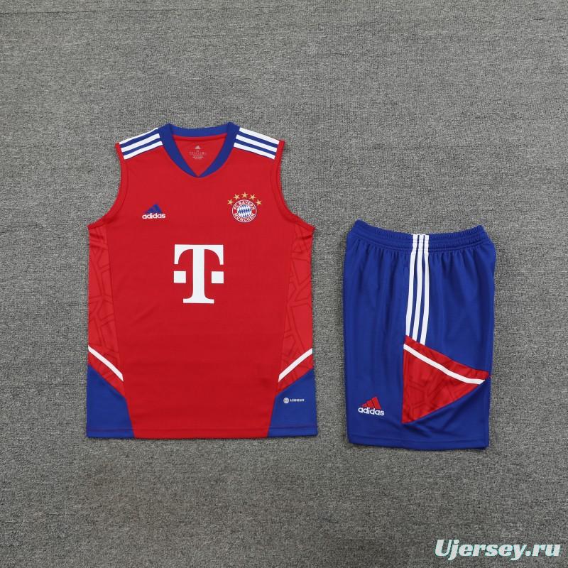 23-24 Bayern Munich Red/Blue Vest Jersey+Shorts