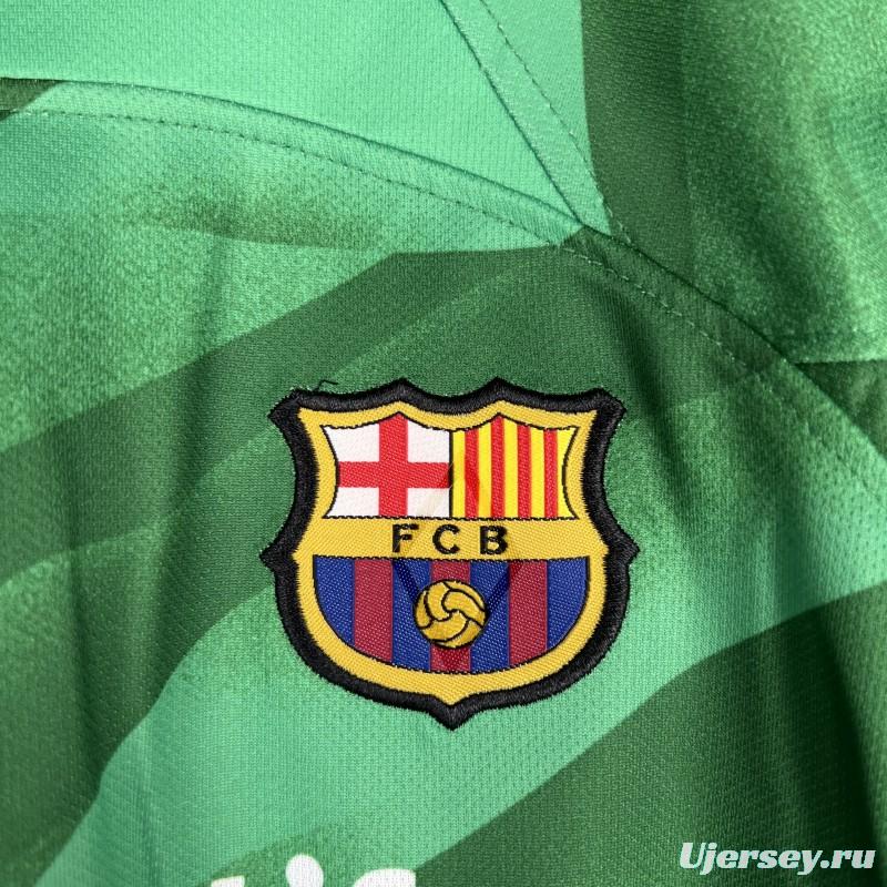 23/24 Kids Barcelona Goalkeeper Green Jersey Size 16-28