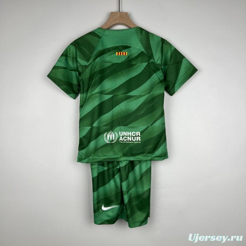 23/24 Kids Barcelona Goalkeeper Green Jersey Size 16-28