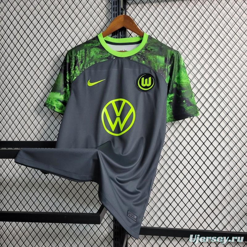 23-24 VfL Wolfsburg Away Black Jersey