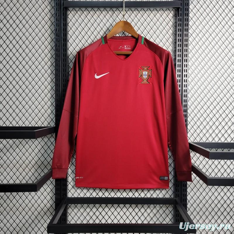 Retro 2016  Portugal Home Long Sleeve Jersey