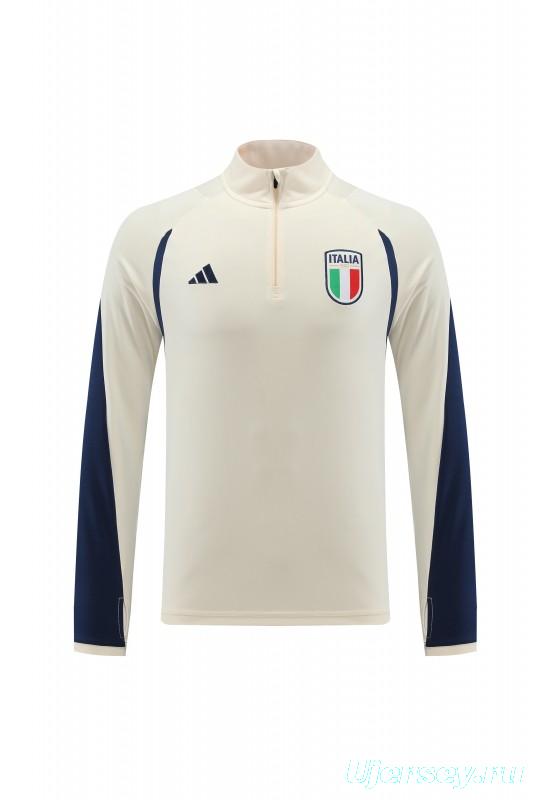 2023 Italy Yellow Half Zipper Jacket +Pants