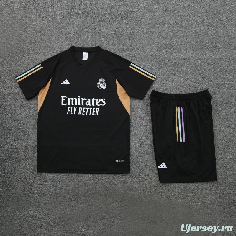 23 24 Real Madrid Black Short Sleeve+Shorts