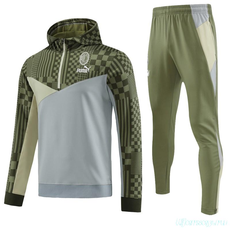 23/24 PUMA Green Grey Hoodie Half Zipper Jacket+Pants