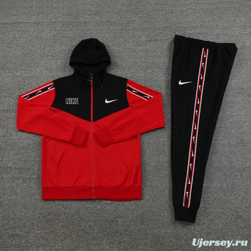 23/24 NIKE Black/Red Full Zipper Hooide Jacket+Pants