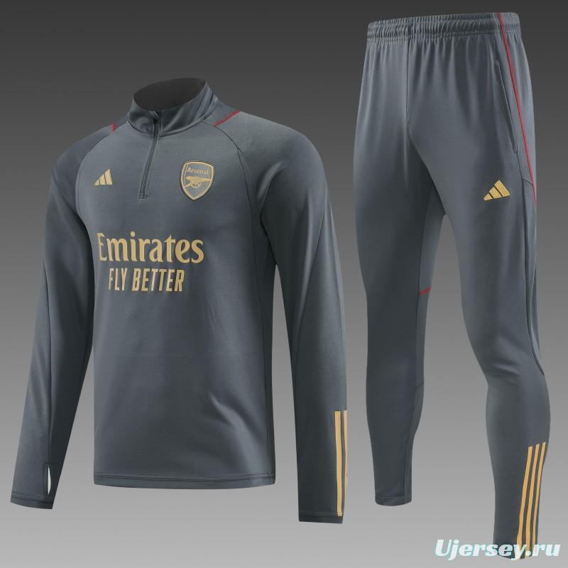 23/24 Arsenal Grey Half Zipper Jacket+Pants