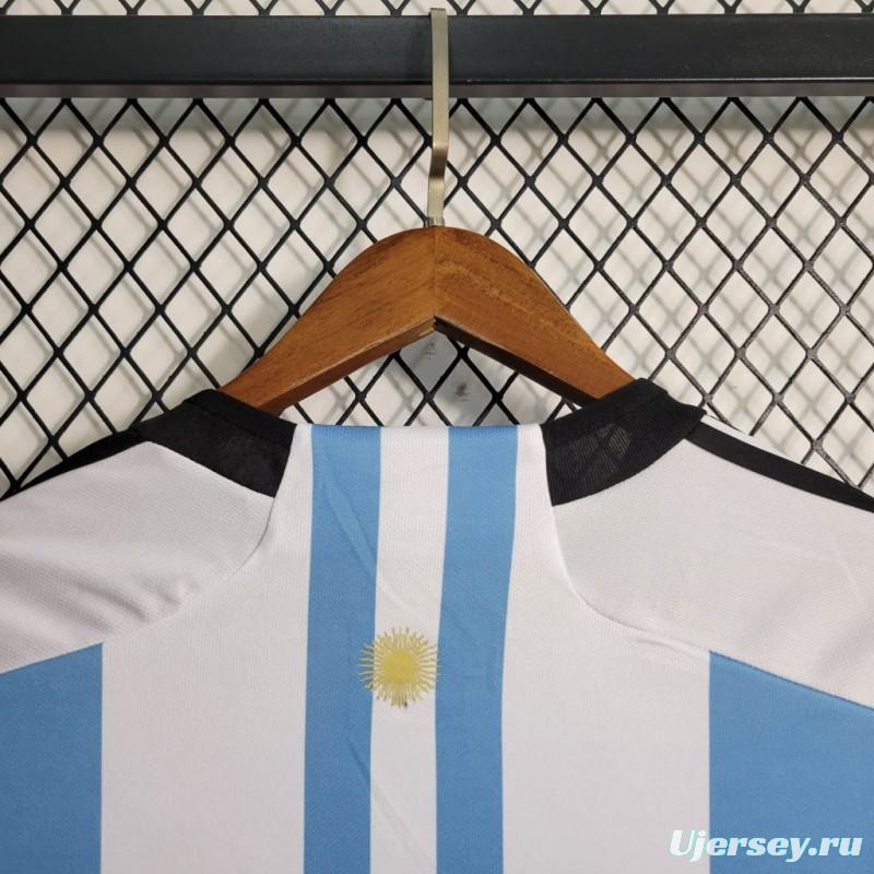 3 Stars 2022 Argentina Home Long Sleeve Jersey