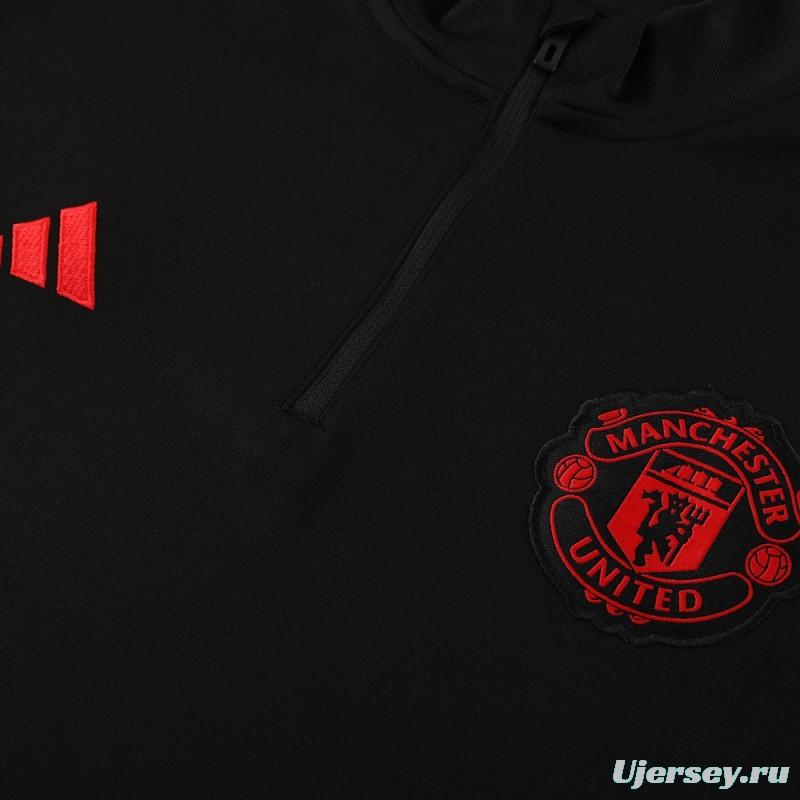 23/24 Manchester United Black Half Zipper Jacket+Pants