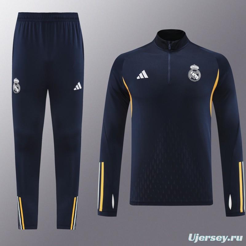 23/24 Real Madrid Navy Half Zipper Jacket+Pants