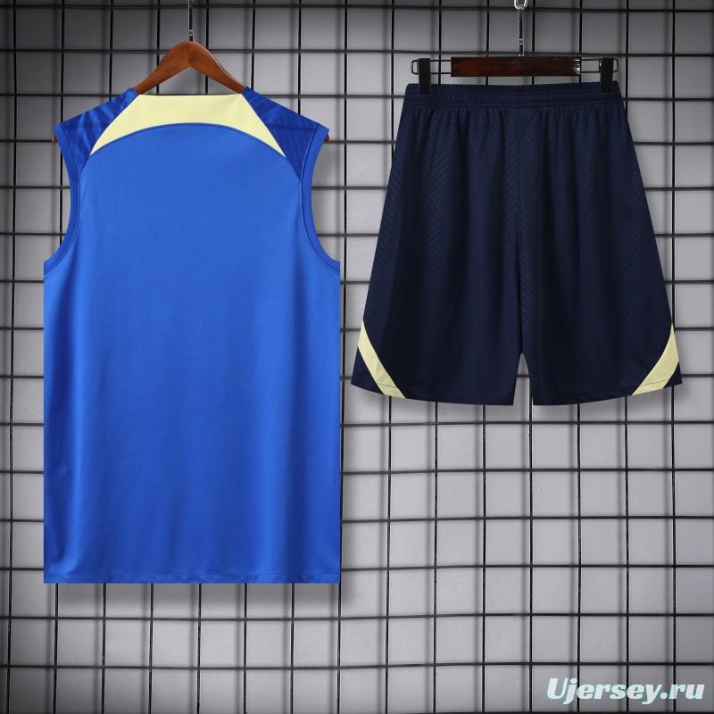 24/25 Club America Blue/Yellow Vest Jeresy+Shorts