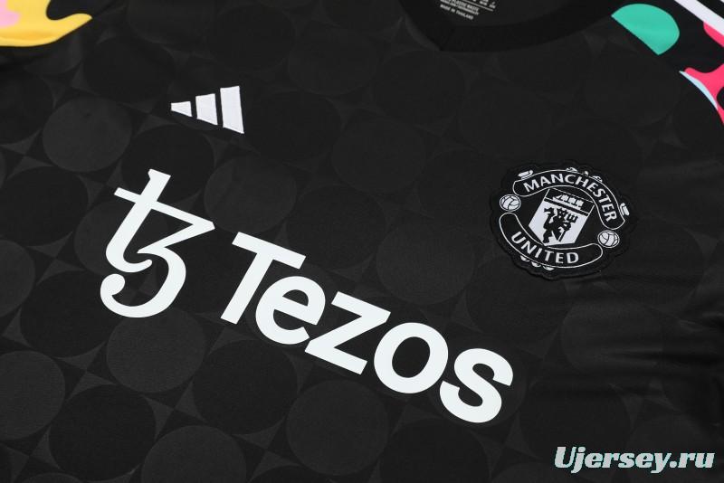 24/25 Manchester United Black Short Sleeve Jeresy+Shorts