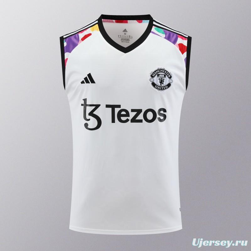 24/25 Manchester United White Vest Jeresy+Shorts