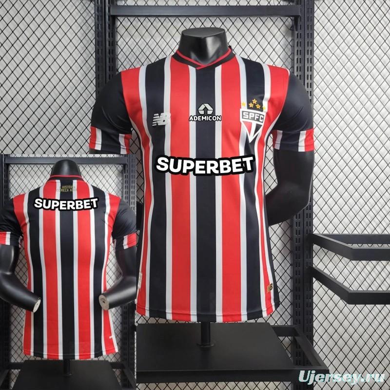 Player Version 2024/25 Sao Paulo Away Jersey  + All Sponsored and Chest Patch