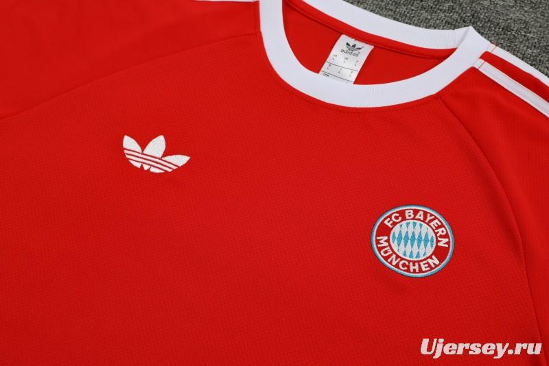 23/24 Bayern Munich Red Cotton Short Sleeve Jersey+Shorts