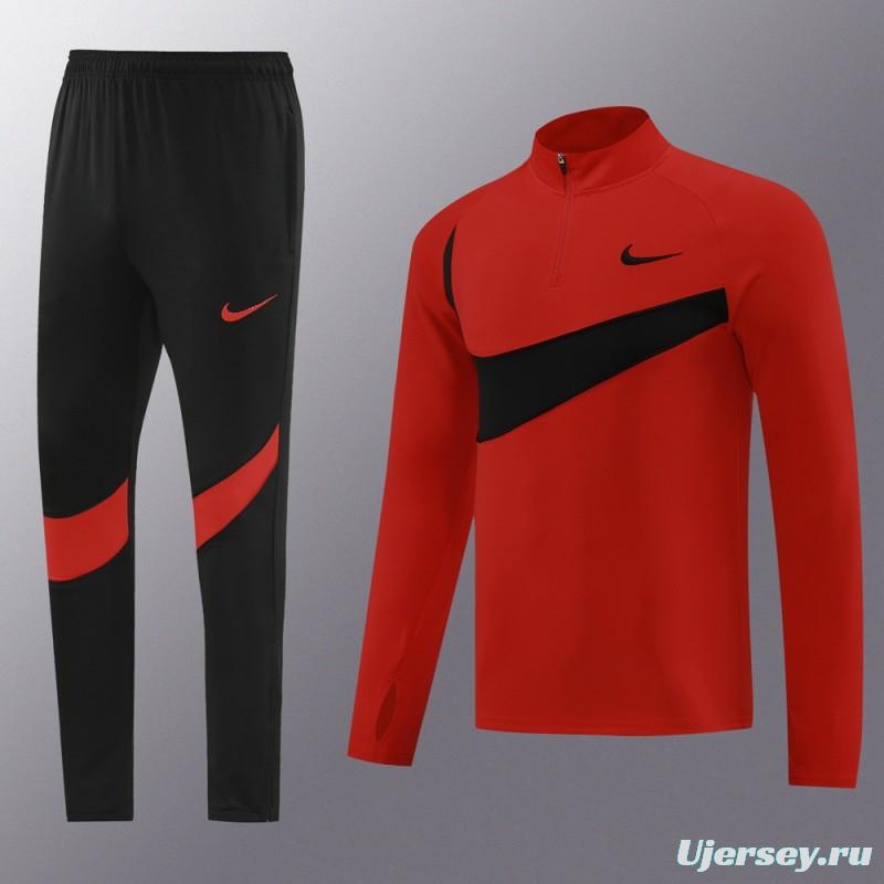 2024 Nike Red/Black Half Zipper Jacket+Pants