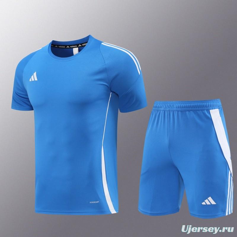 2024 Adidas Blue Short Sleeve Jersey+Shorts