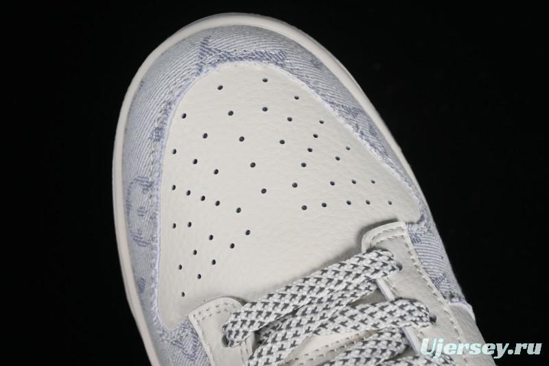 Nike SB Dunk Low LV Collaboration - Tie-Dye Denim Glow in the Dark Anniversary Custom Low-Top Casual Sneakers - FC1688-192