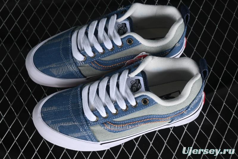 Vans Classics Knu Skool Washed Denim Distressed Vintage Chunky Tongue Skate Shoes - VN0009QCBLK