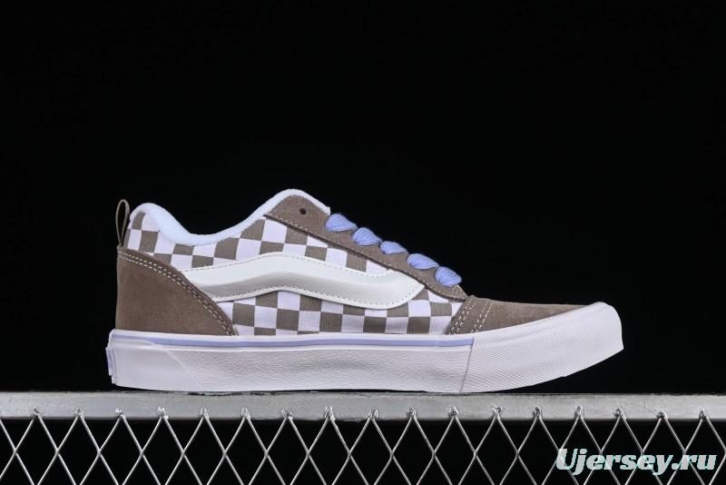 Vans Classics Knu Skool Retro Chunky Sneakers in Light Brown/Lilac Checkerboard - VN0009QC0AK