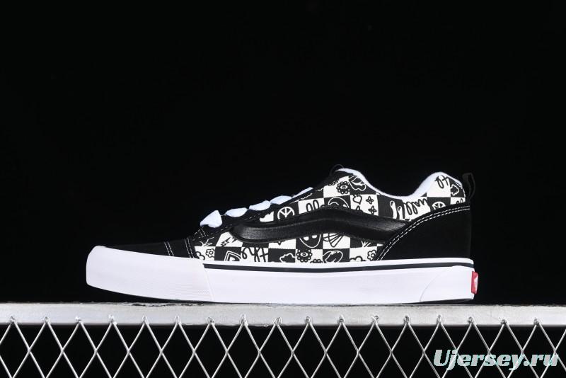 Vans Classics Knu Skool Checkerboard Graffiti Chunky Tongue Skate Shoes - VN0009QC6BT