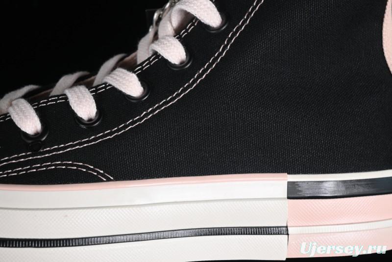 Converse Chuck 70s High Top Canvas Sneakers with Chain Accents in Black & Pink - A09539C