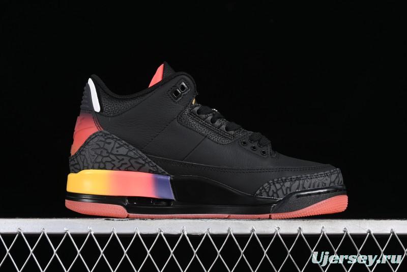 Nike Air Jordan 3 Retro "Rio" Collaboration Sneakers with Gradient Heel and J Balvin Logo - FN0344-001