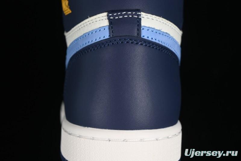 Nike Air Jordan 1 High OG "First in Flight" Basketball Shoes with UNC Blue and Yellow Accents - FD2596-400