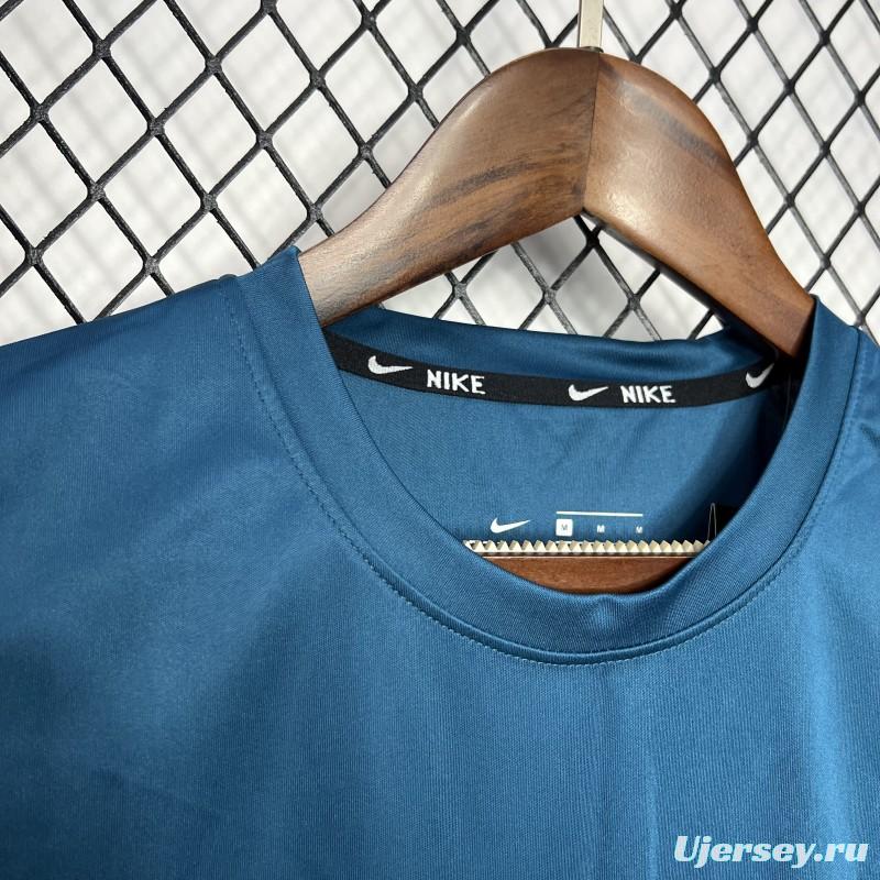 2024 Nike Ocean Blue Cotton T-shirt  #1032