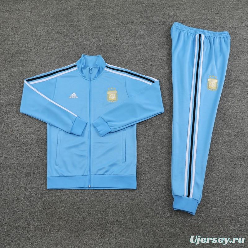 2024 Argentina Blue Full Zipper Jacket +Long Pants