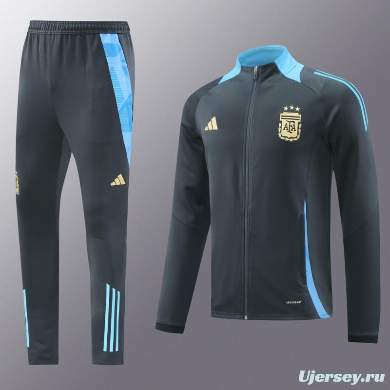 2024 Argentina Black Full Zipper Jacket +Long Pants