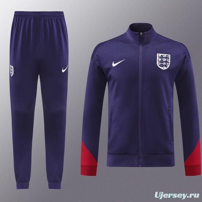 2024 England Navy Full Zipper Jacket +Long Pants