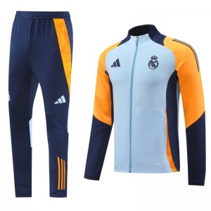 24/25 Real Madrid Light Blue/Yellow Full Zipper Jacket +Long Pants