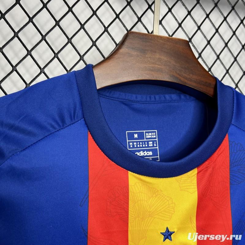 2024 Spain Euro Blue/Red/Yellow Pre-match Training Jersey