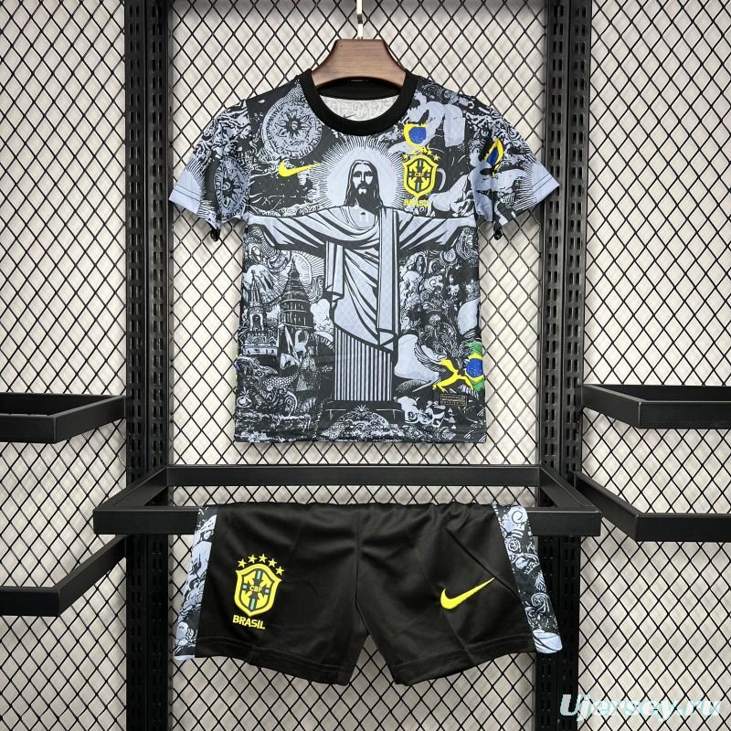 2024 Kids Brazil Christ The Redeemer Grey Special Jersey