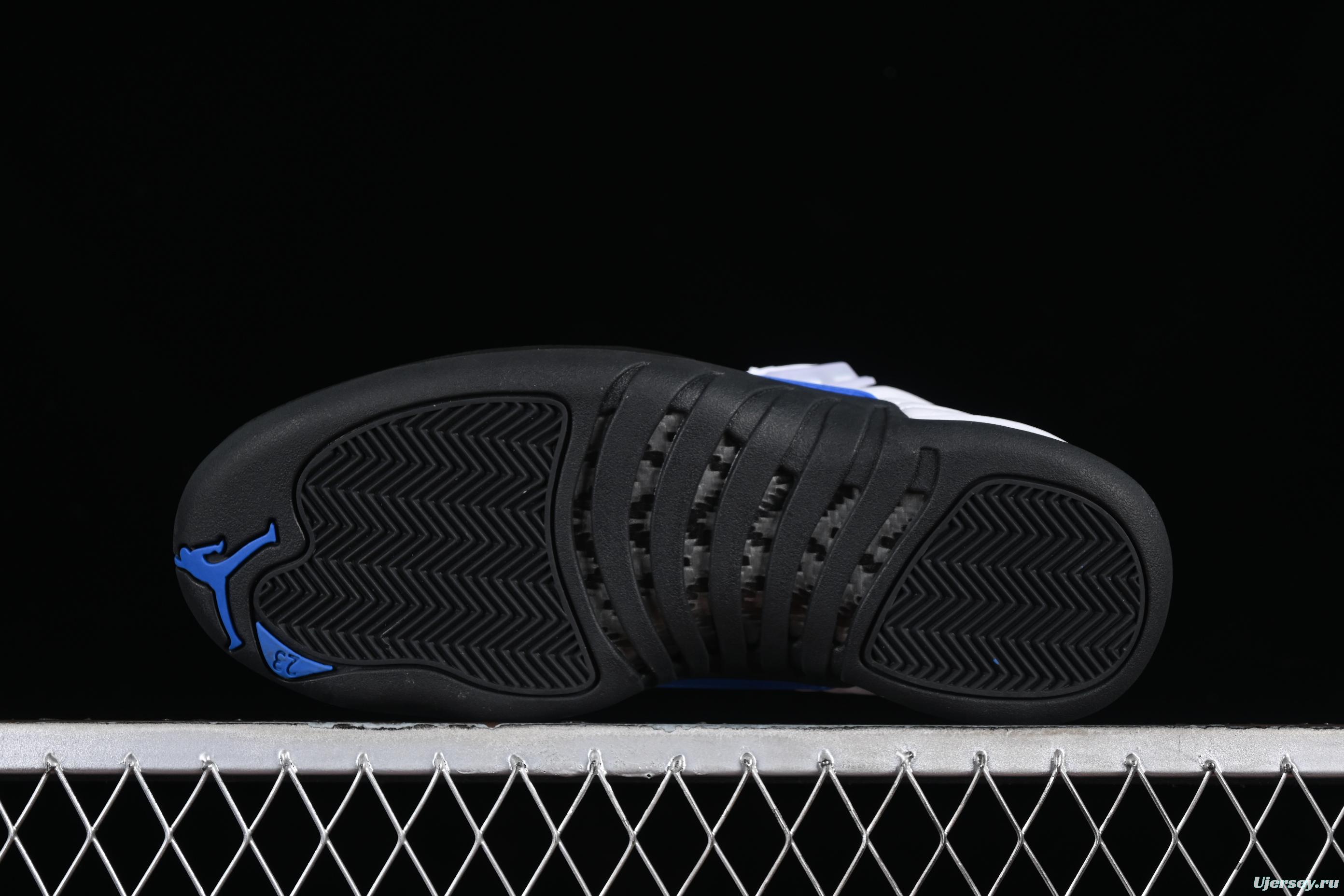 Nike Air Jordan 12 Retro Basketball Shoes in White Black Blue - CT8013-140