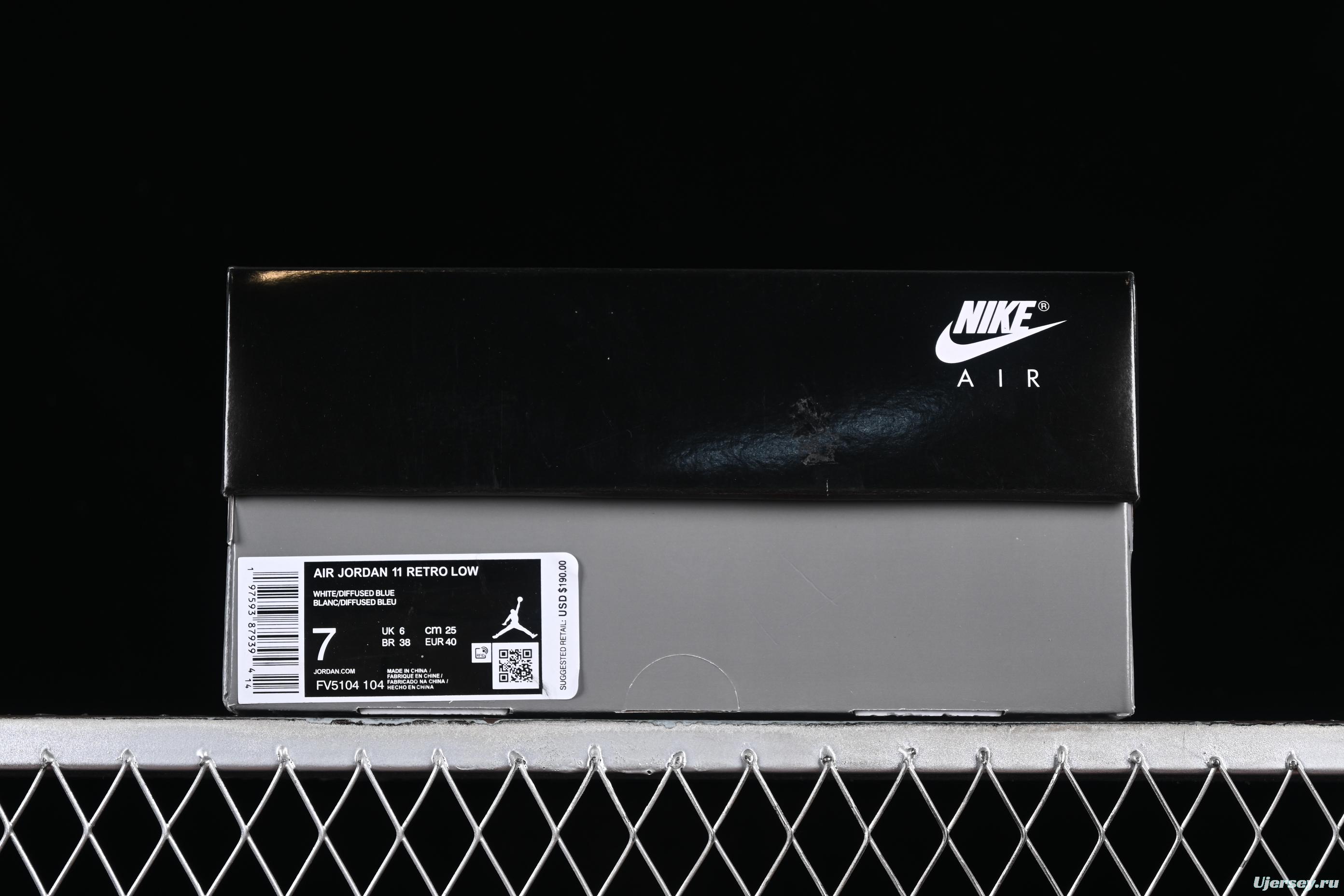 Nike Air Jordan 11 Low "Diffused Blue" Retro Basketball Shoes with Patent Leather Accents - FV5104-104